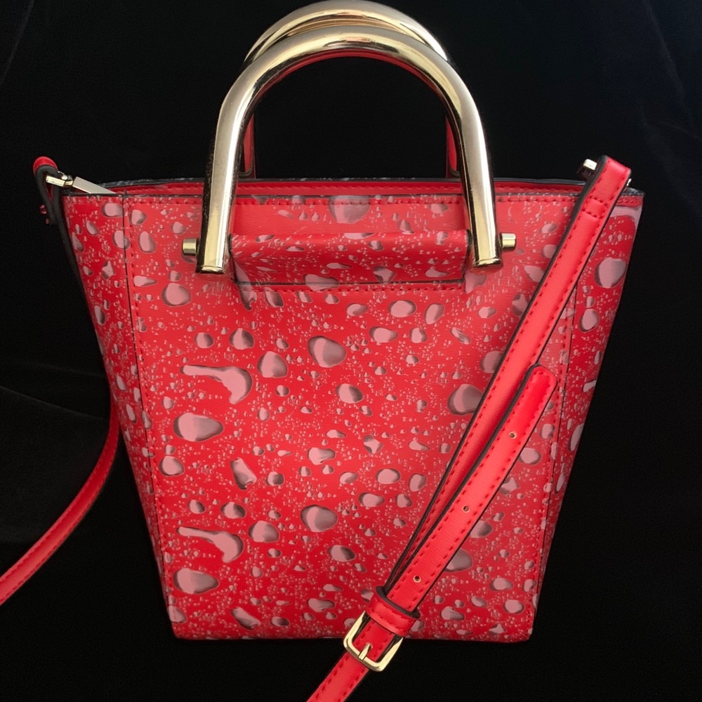 One of a kind HYDROGRAPHIC water droplets red tote